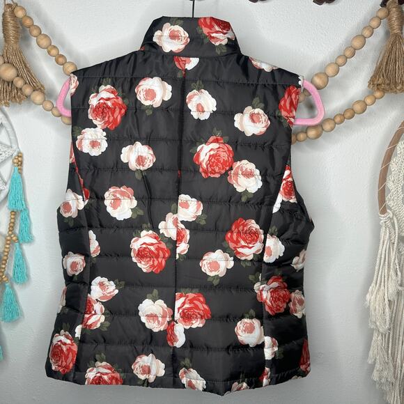 Loft Black Floral Puffer Vest - Picture 2 of 3